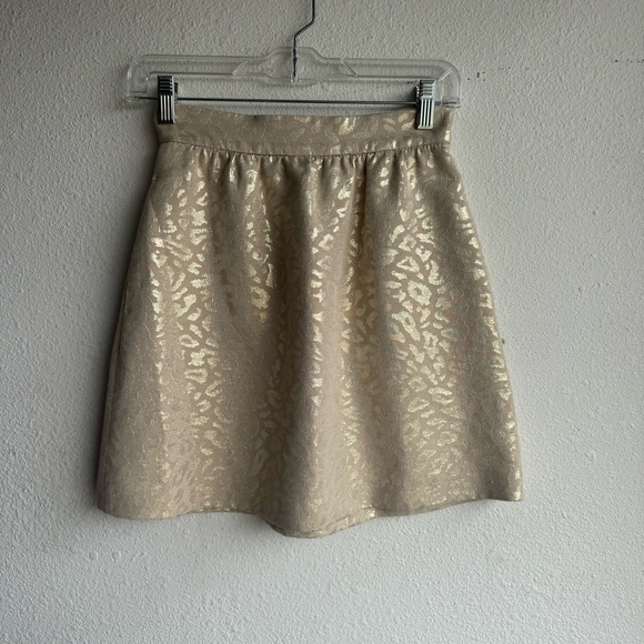 Sezane Jupe Alphonsine Golden Leopard Metallic Jacquard Mini Skirt size 2 - Picture 4 of 8